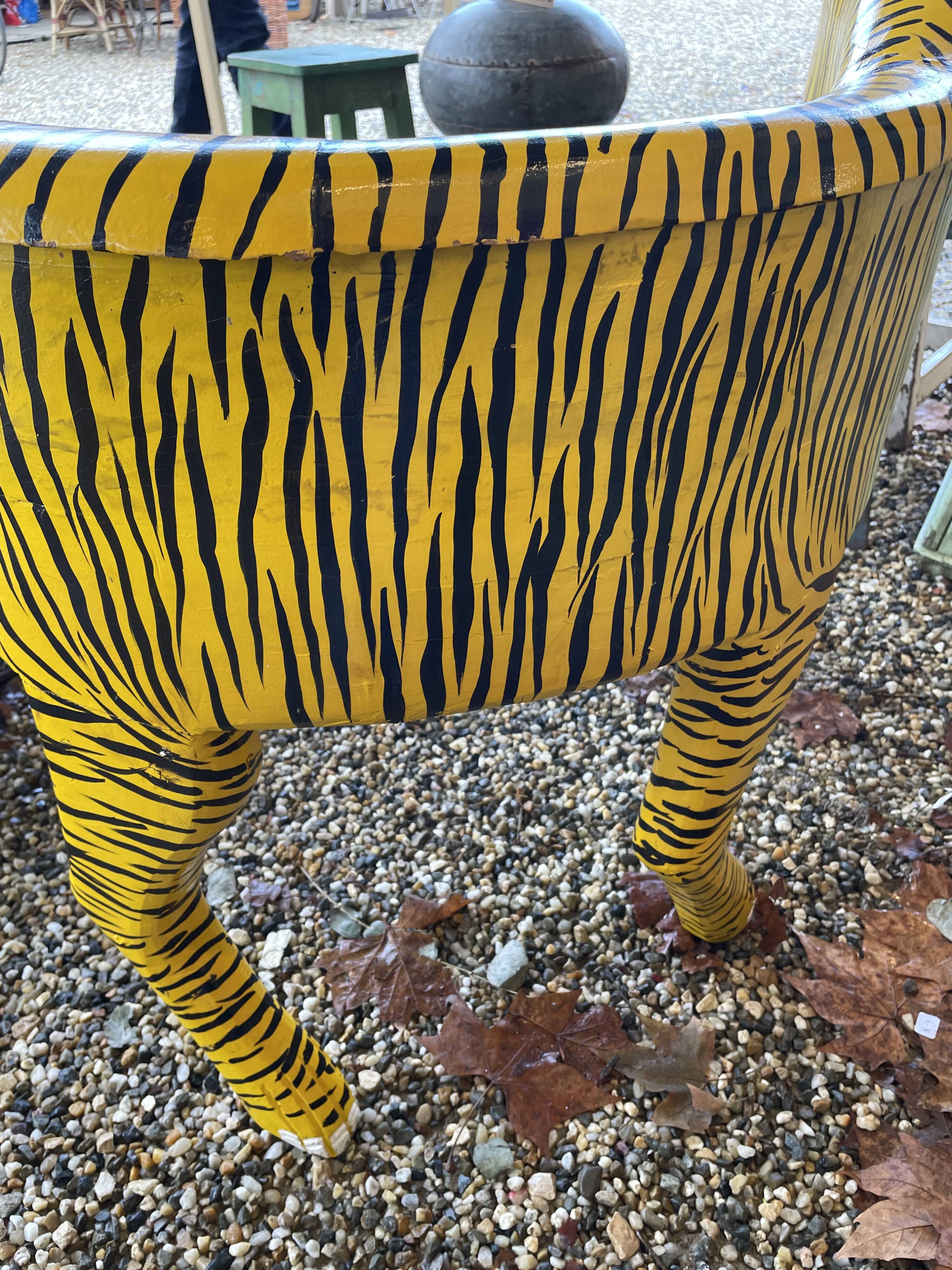Painted wooden tiger chair