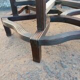 19th century Asian pedestal table with mother-of-pearl and brass inlay