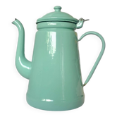 Cafetière vintage en tôle émaillée verte