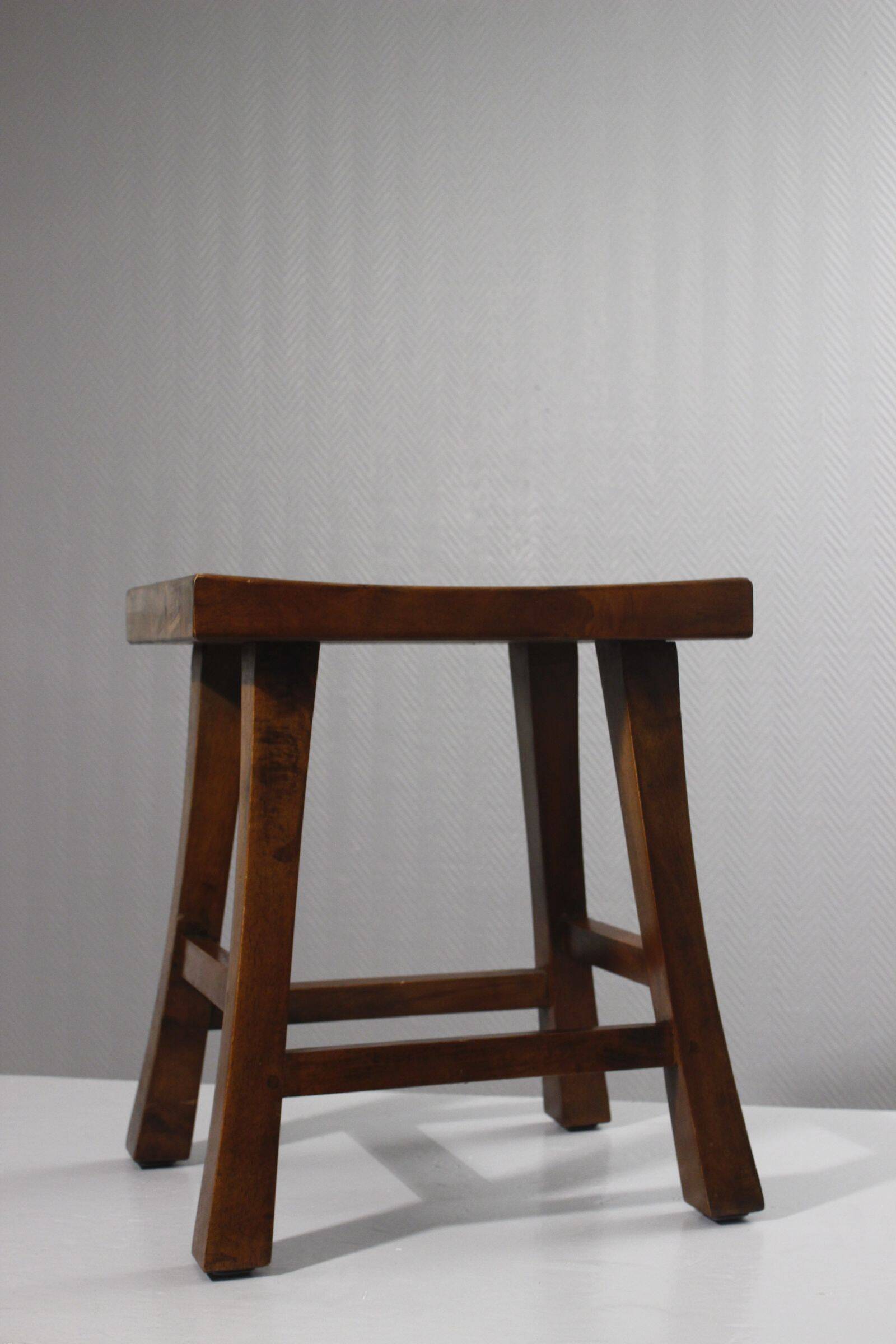 Vintage Orientalist Modernist Solid Wood Stool