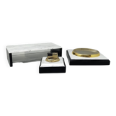 1970s Gorgeous Smoking Set in Lucite and Brass. Made in Italy
