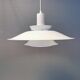 Lampe suspendue années 1970-80 du danois ES Horn, en belle laque blanche avec contraste violet/rouge