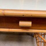 Flat desk in rattan and formica 1970s'