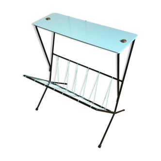 Side table with vintage magazine holders