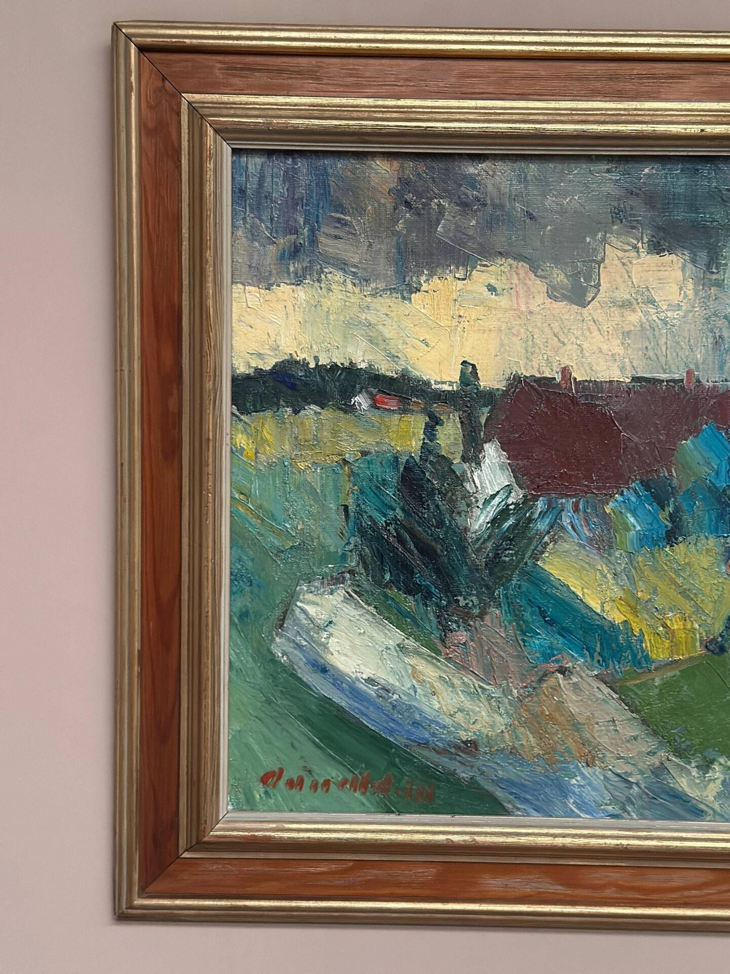 Huile sur toile suédoise – « Fermes » par Arnold William Pedersen