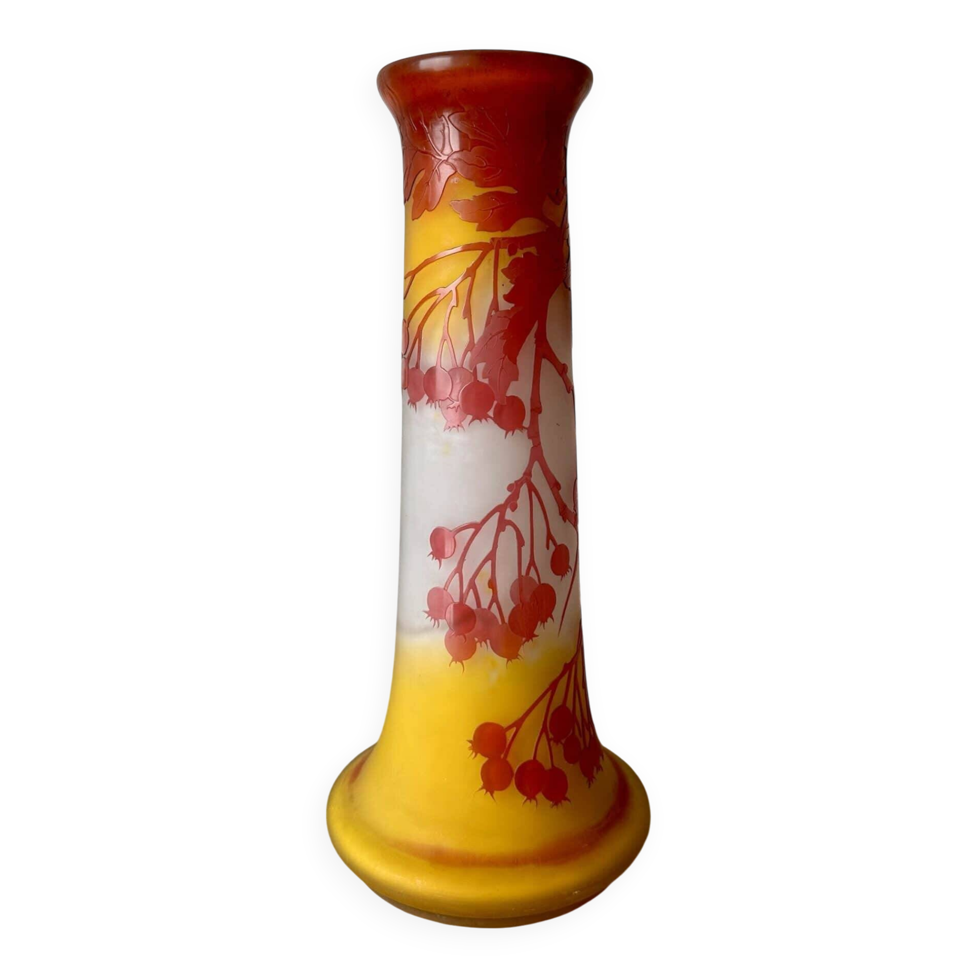 Gallé Art Nouveau vase with currants