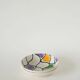Pair of ceramic ramekins, abstract patterns in yellow, purple and green, Pornic model, 1960.