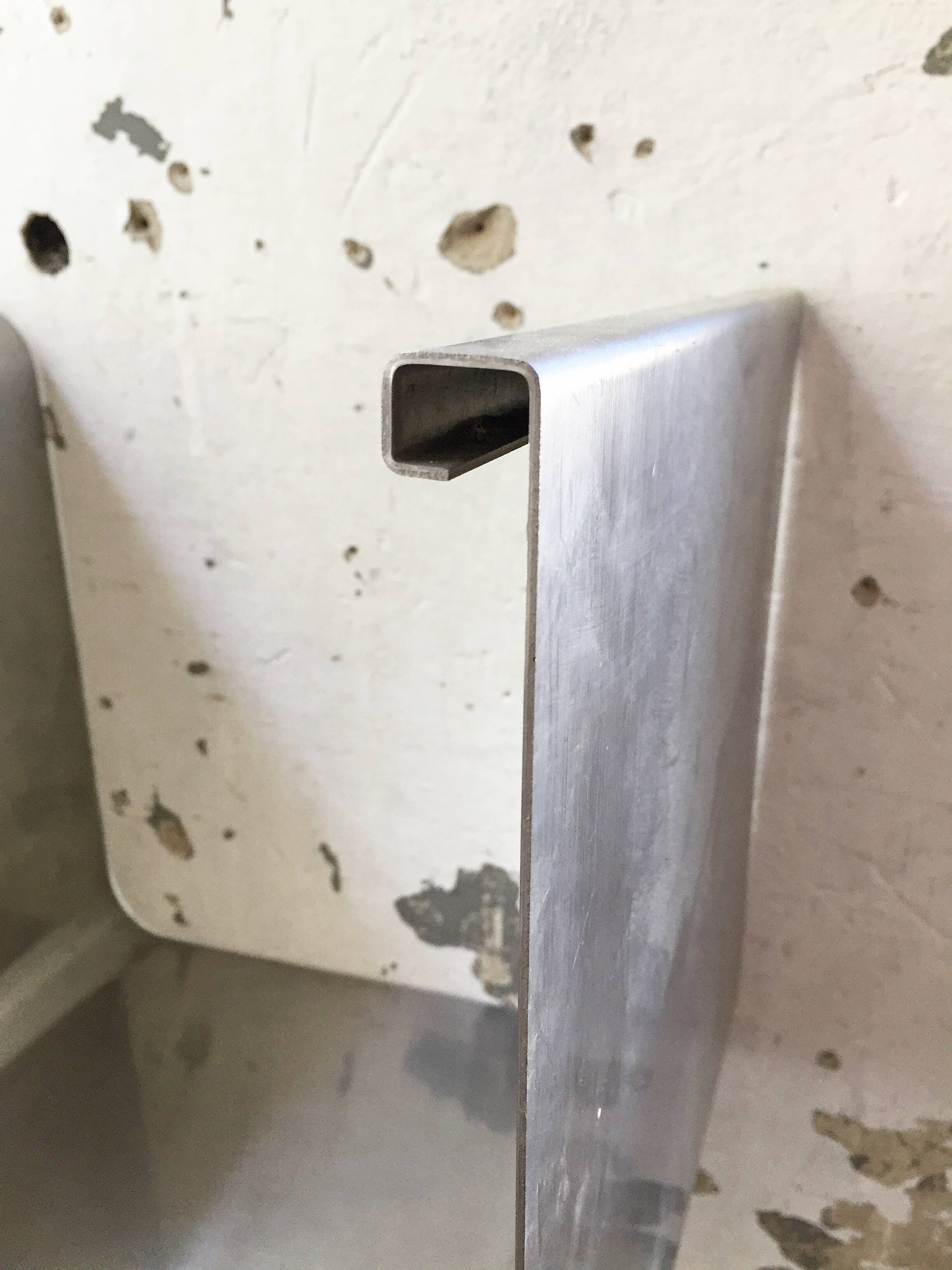 "Zig-zag" satin stainless steel shelf by Joelle Ferlande and François Monnet