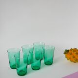 Lot de 6 verres en verre vert 1970