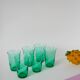 Set of 6 green glass glasses 1970
