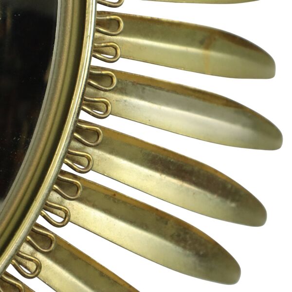 Miroir soleil convexe en métal cuivré du milieu du siècle Deknudt 54 cm