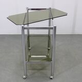 Mid-century smoked glass serving cart, Italy, 1970s
