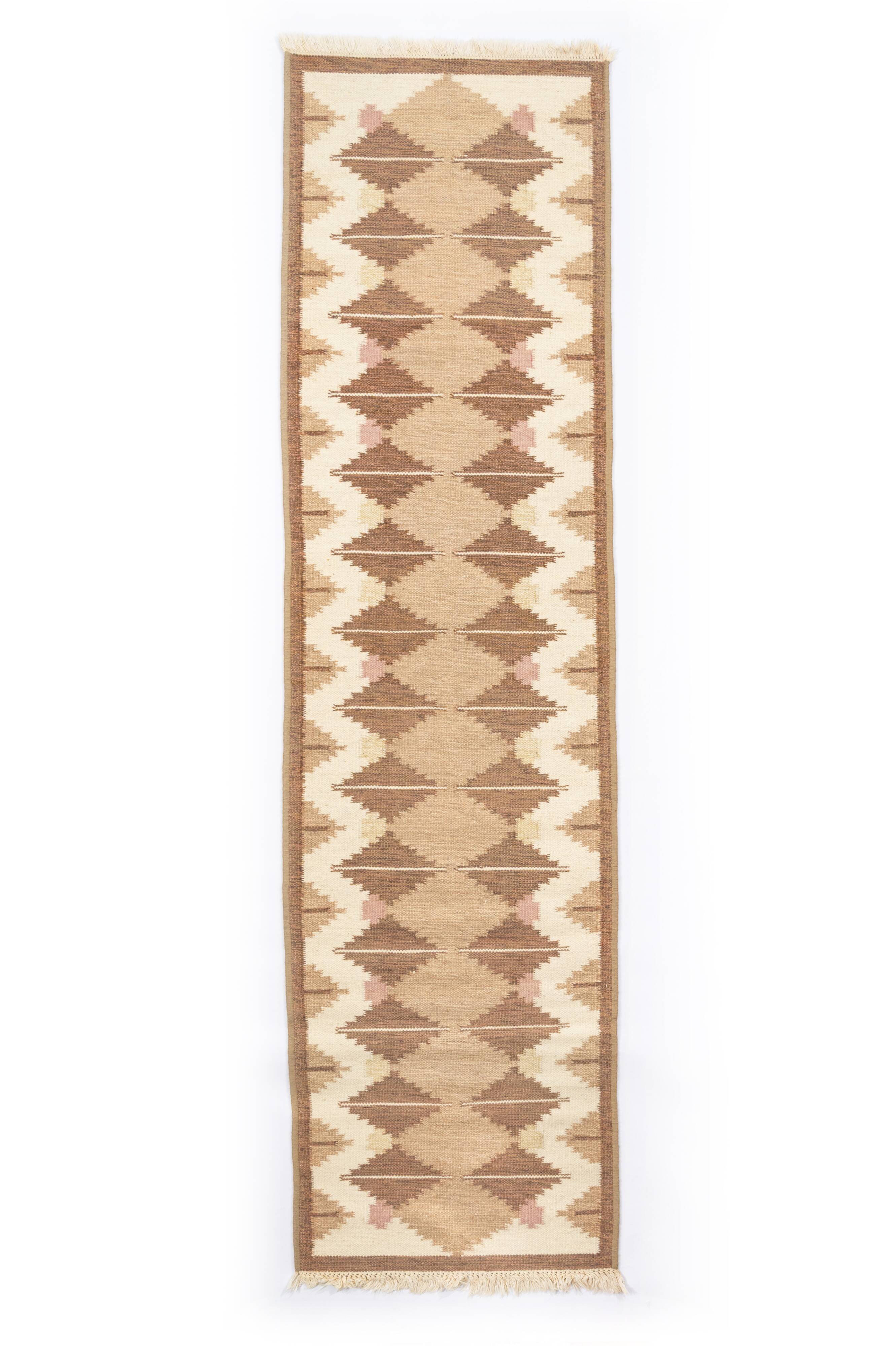 Scandinavian vintage gallery rug, 305/314 cm x 82 cm (120/124 x 32 in)