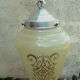 Oblong pendant lamp in decorated glass, vintage