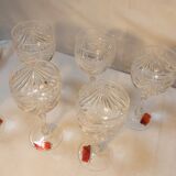 Set of 6 wine glasses and carafe in Lorraine Crystal - Gérard Model