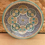 Ancien Plat Service Couscous Faïence Polychrome Maroc XIXÈME #B085