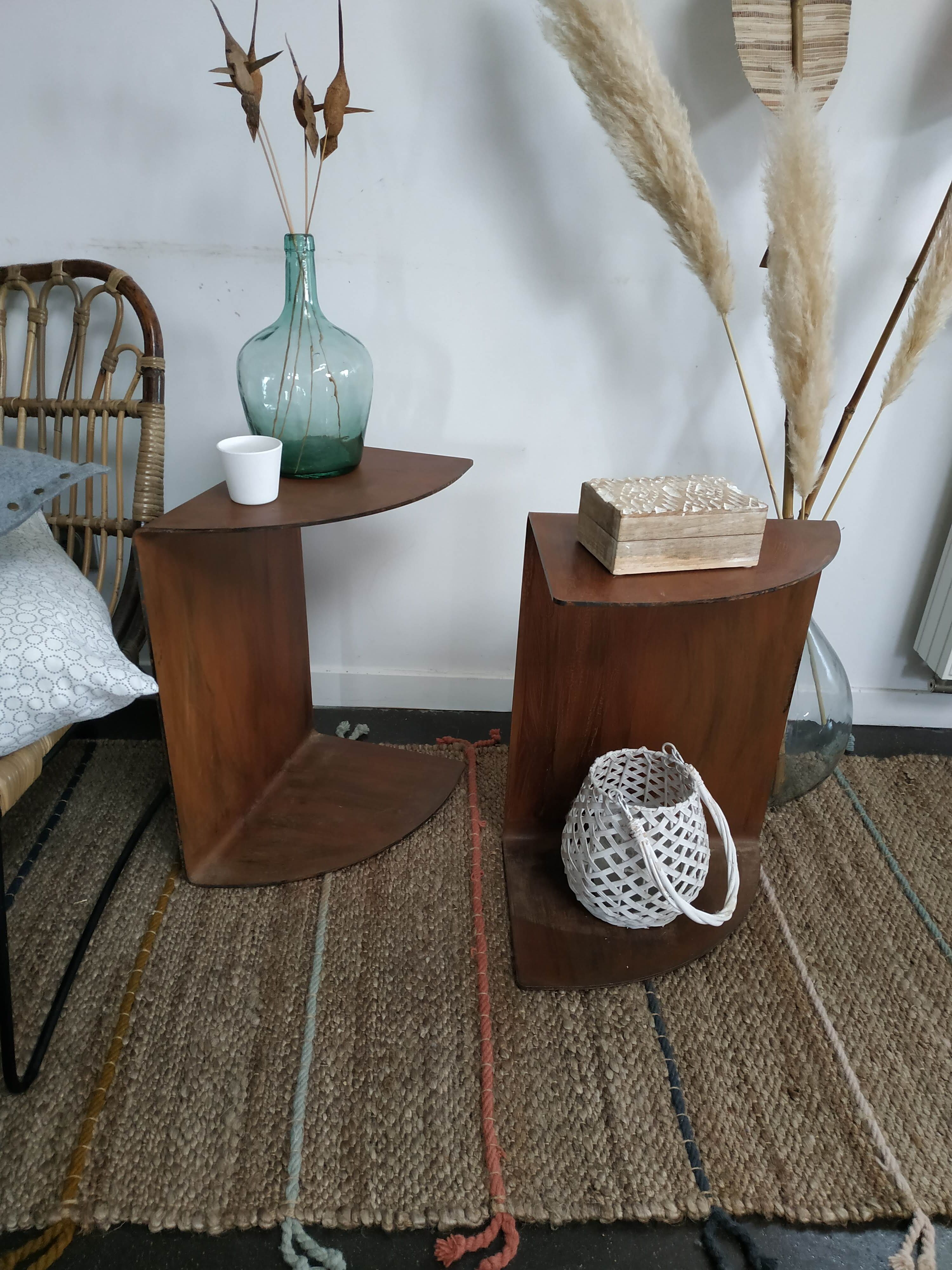 Pair of steel bedsides