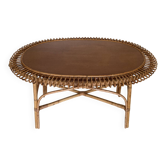 Vintage sun rattan oval coffee table