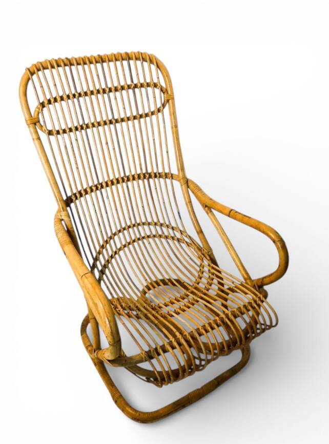 Vintage, large rattan armchair from the 1970s.