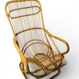 Vintage, large rattan armchair from the 1970s.