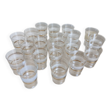 19 granite and frosted effect glasses, white and gold, 50s-60s