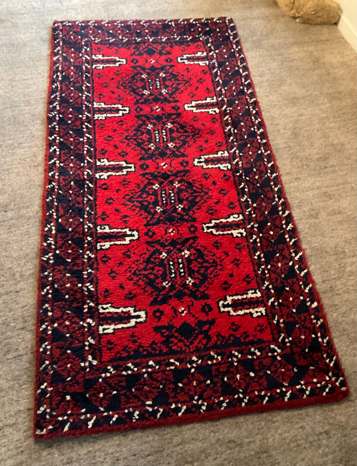 Vintage wool carpet woven 185x90 from the 60s-70s