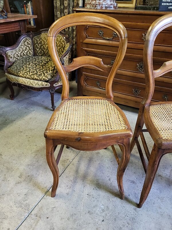 Series of 4 louis philippe walnut chairs with canning