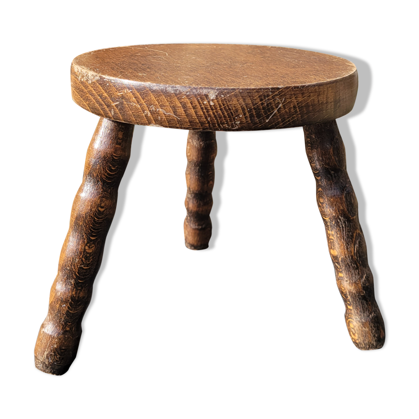 Turned wooden stool