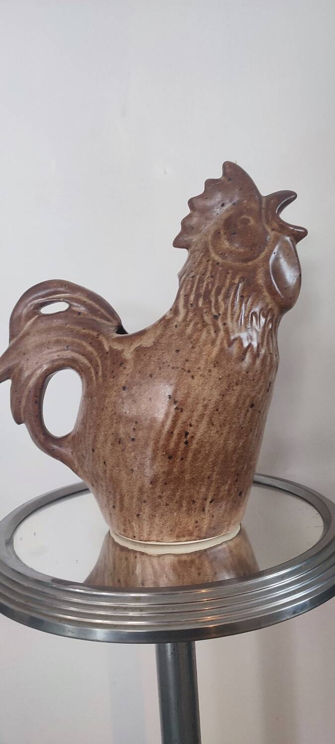 Zoomorphic ceramic pitcher from Vallauris, rooster shape
