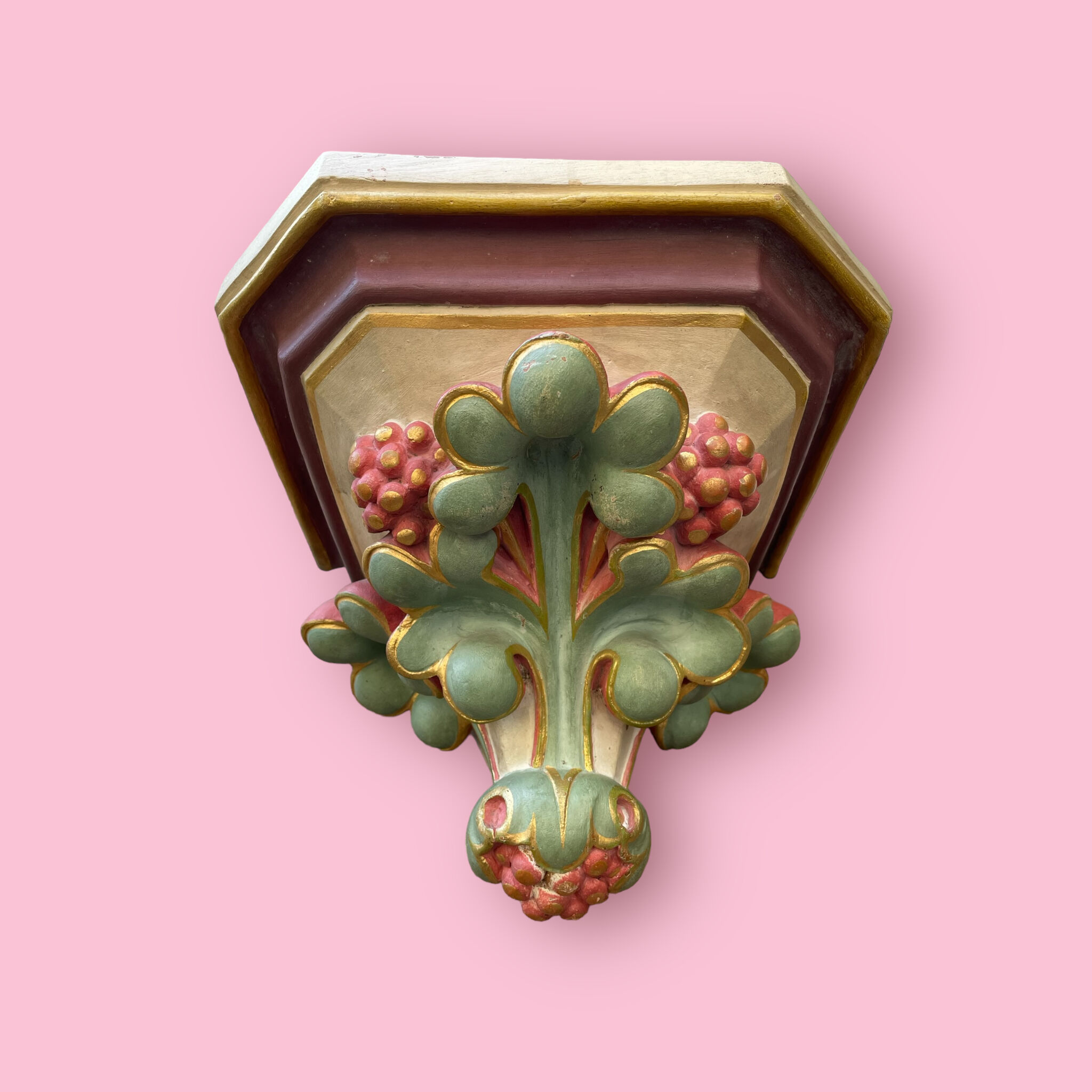 Polychrome plaster wall console