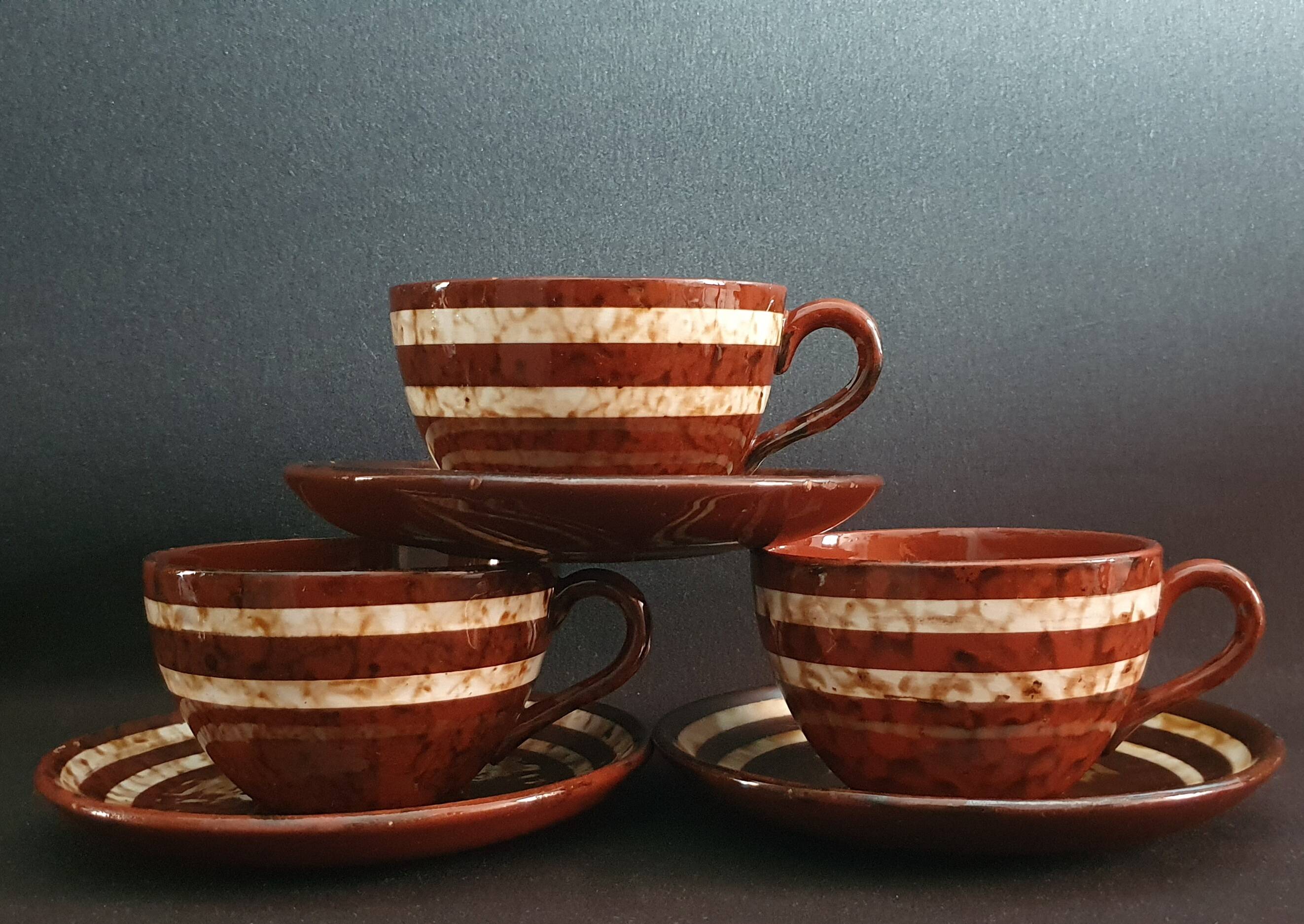 "Mary" Sarreguemines trio of cups