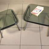 Two glass and chrome nesting tables 1970