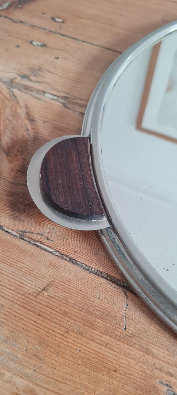 Art deco mirror and ebony tray