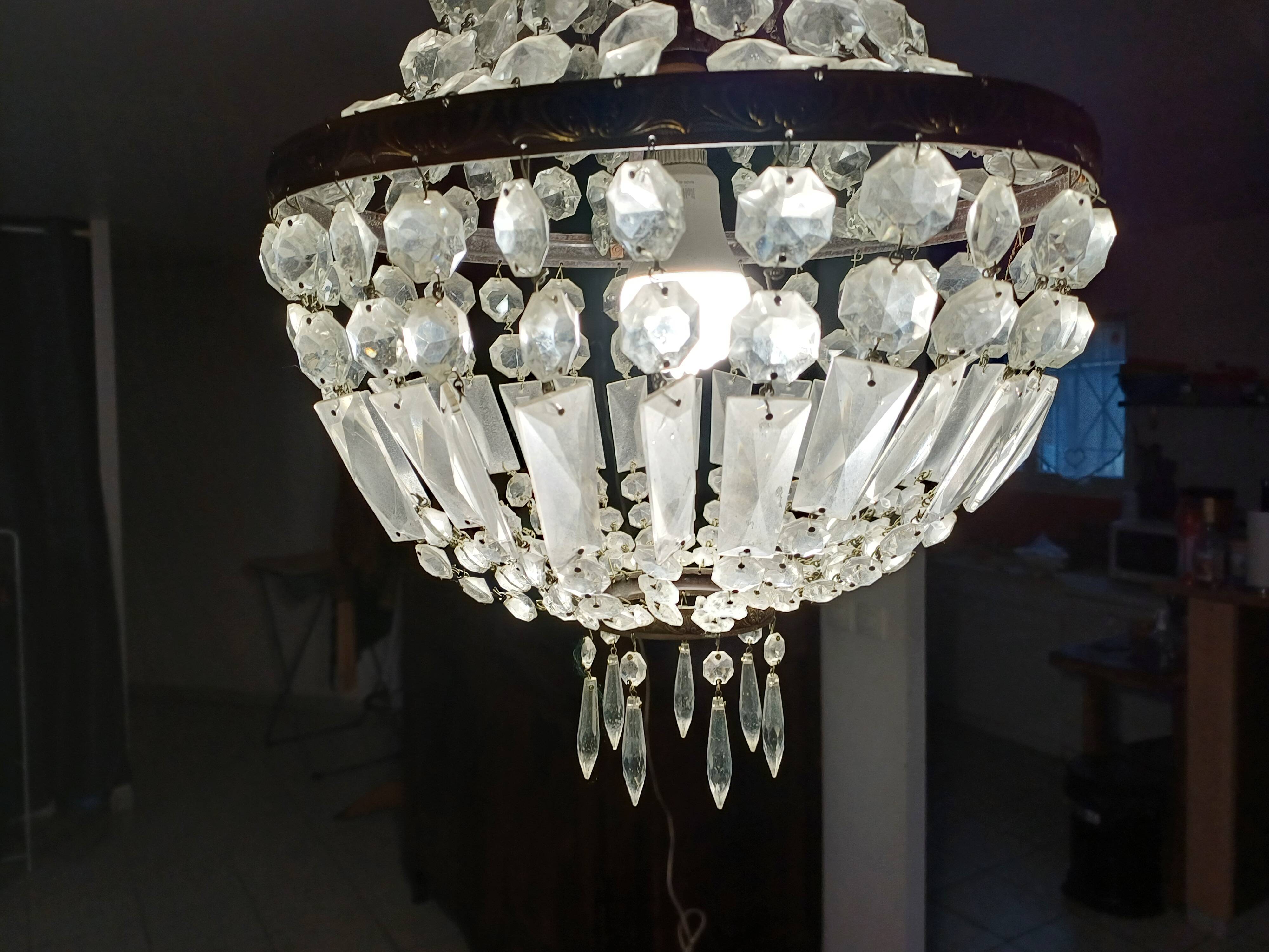 Crystal and Brass Hot Air Balloon Tassel Chandelier