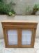 Antique wooden sideboard, fabric doors and pearl grey shelves.