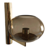 Smoked glass and gold metal wall light, design by Gaetano Sciolari.