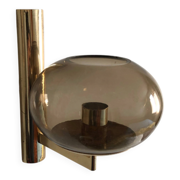 Applique verre fumé et métal doré , design Gaetano Sciolari