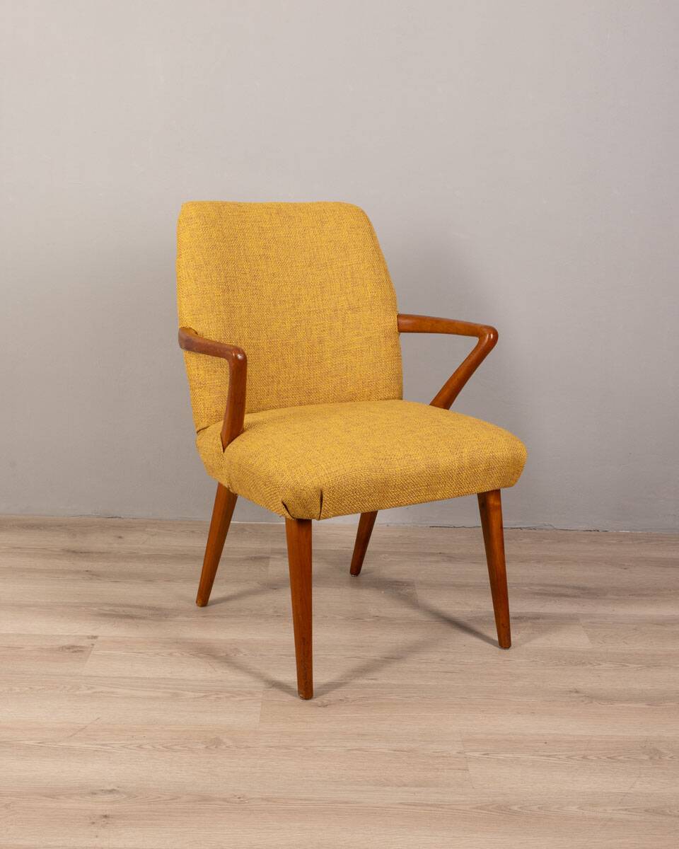 60s vintage armchair in yellow fabric Italian design