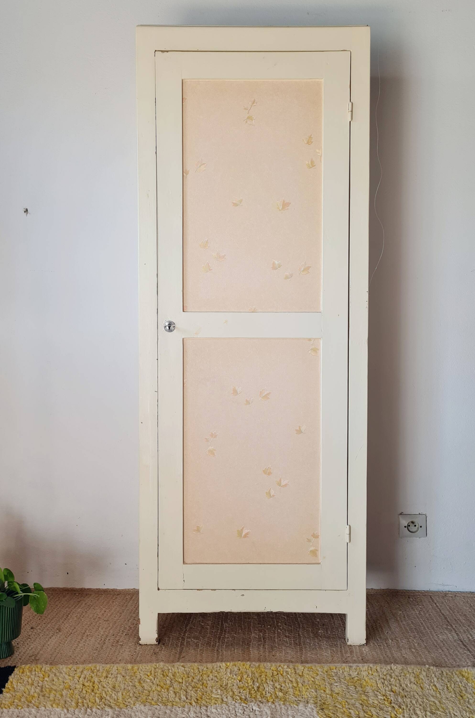 Antique Parisian bonnetière with a patina – vintage narrow wardrobe