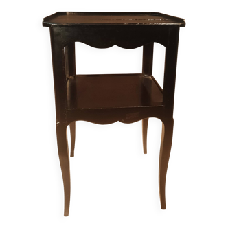 Chevet noir à 2 plateaux style Louis XV