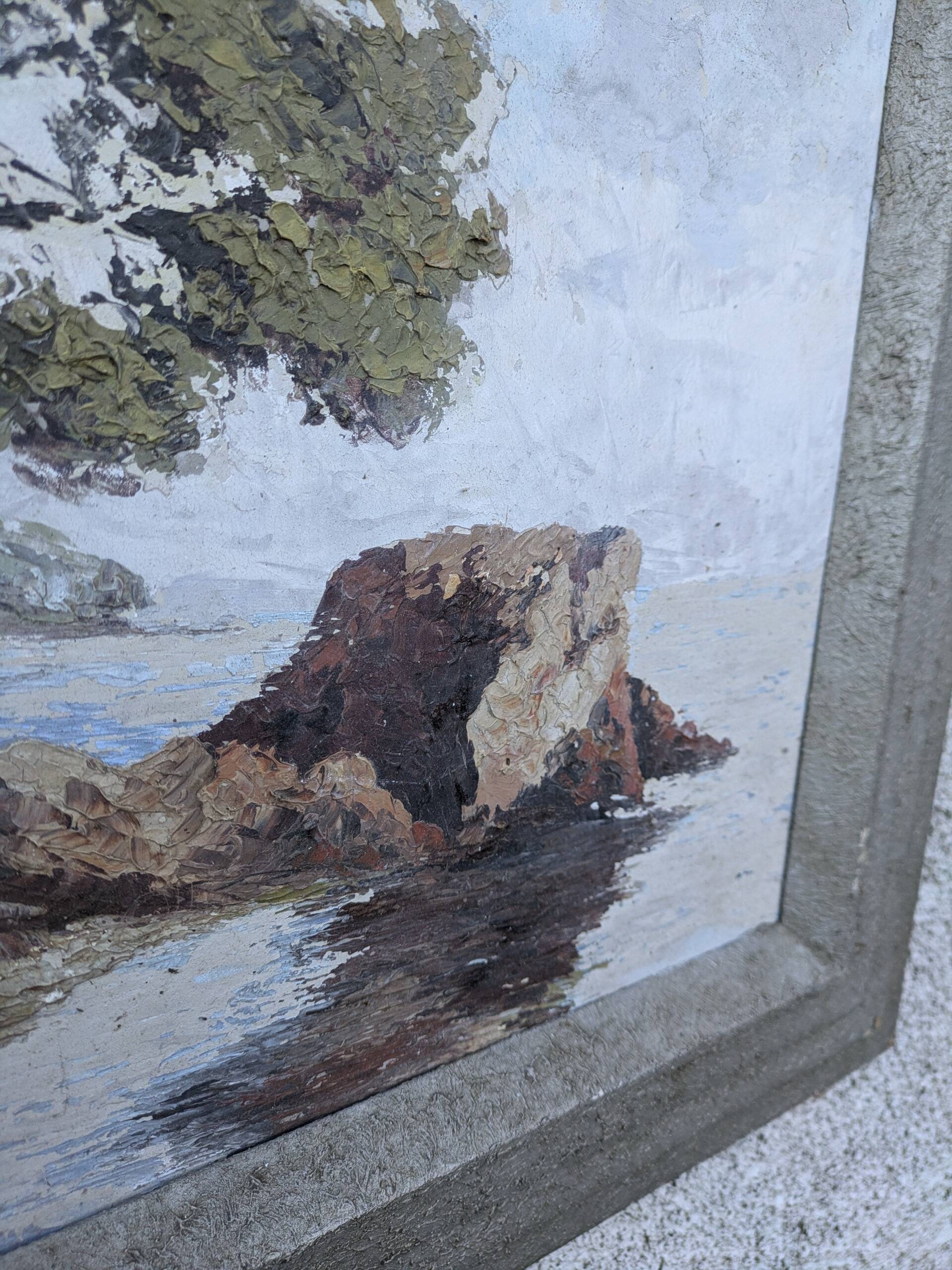 Oil on canvas, coastal landscape