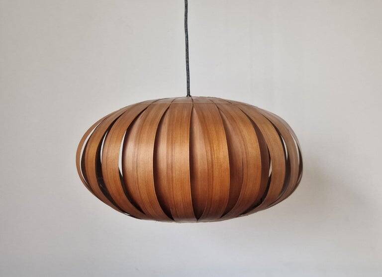 Large Rare Midcentury Veneer Pendant ULUV, 1960s