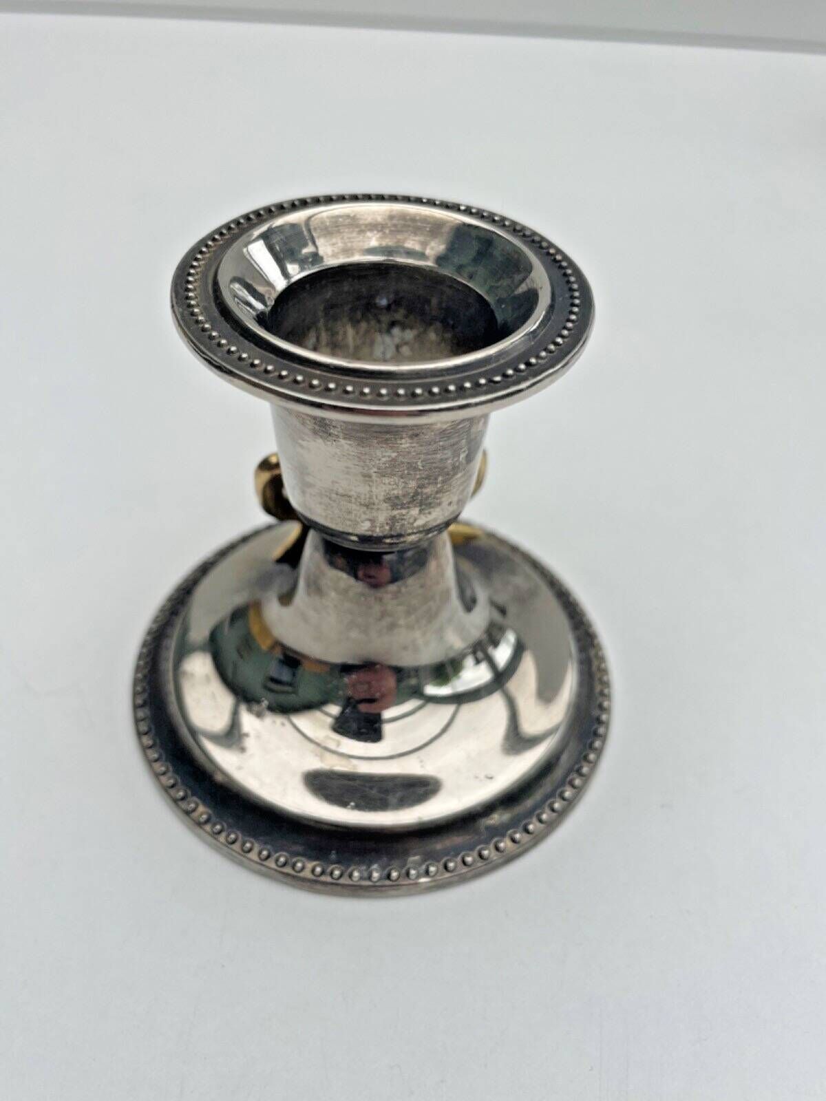 Set of 4 silver metal candle holders with gold bow - classic chic style