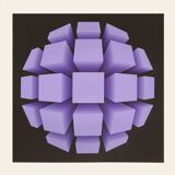 Screen printing Op Art Squared Sphere 1974