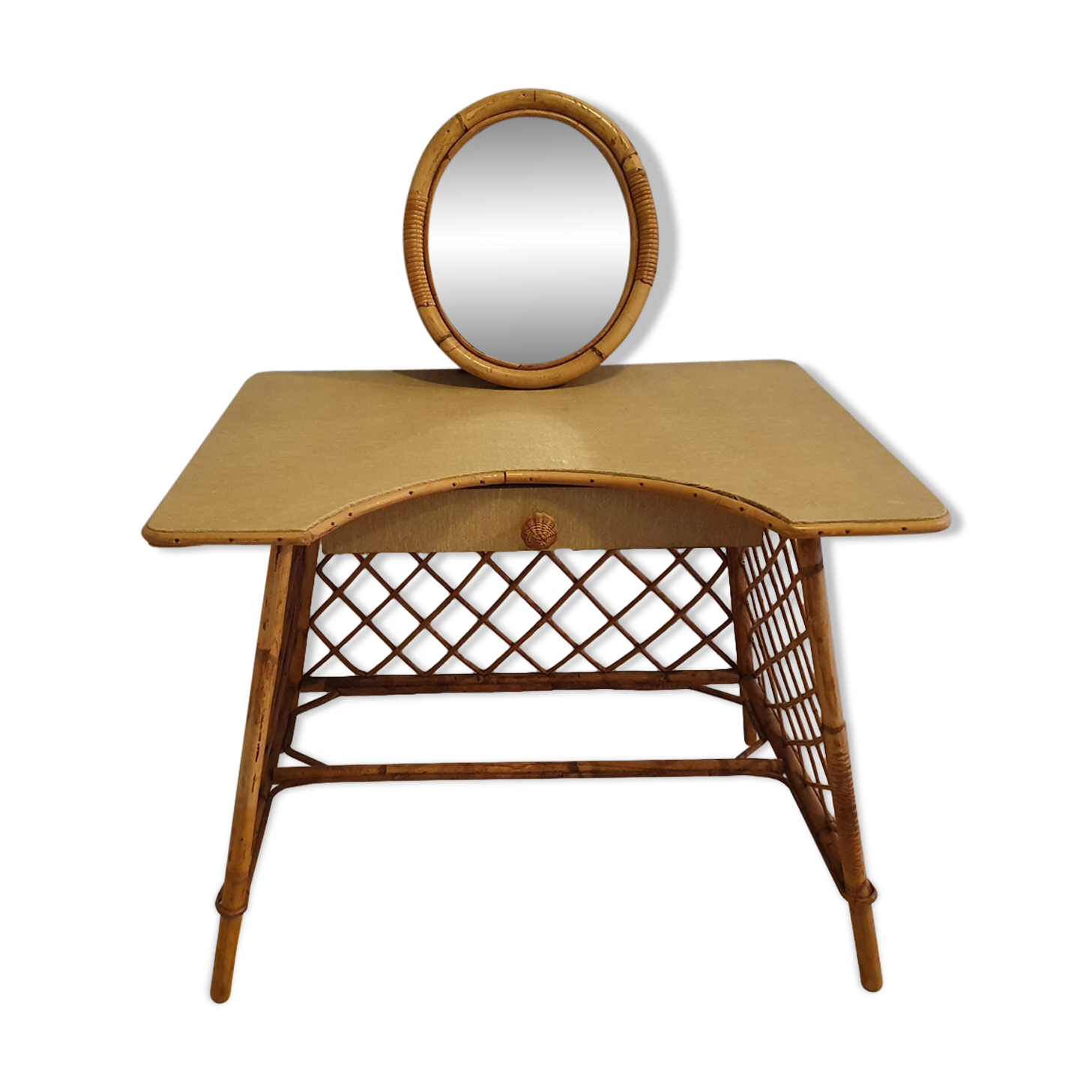 Hairdresser in bamboo and rattan braces, Louis Sognot, 60s