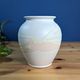 Bay West Germany 650-14 Retro Vase White Yellow Pink Decor 14cm