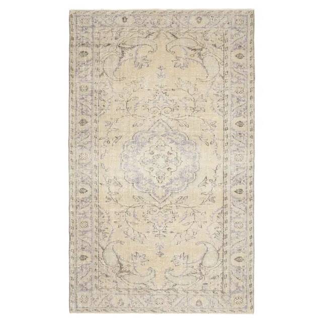 1970s Vintage Turkish Oushak Handmade Wool Cotton Beige Area Rug 171x282