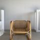 U-shaped armrest rattan armchair, grid canning