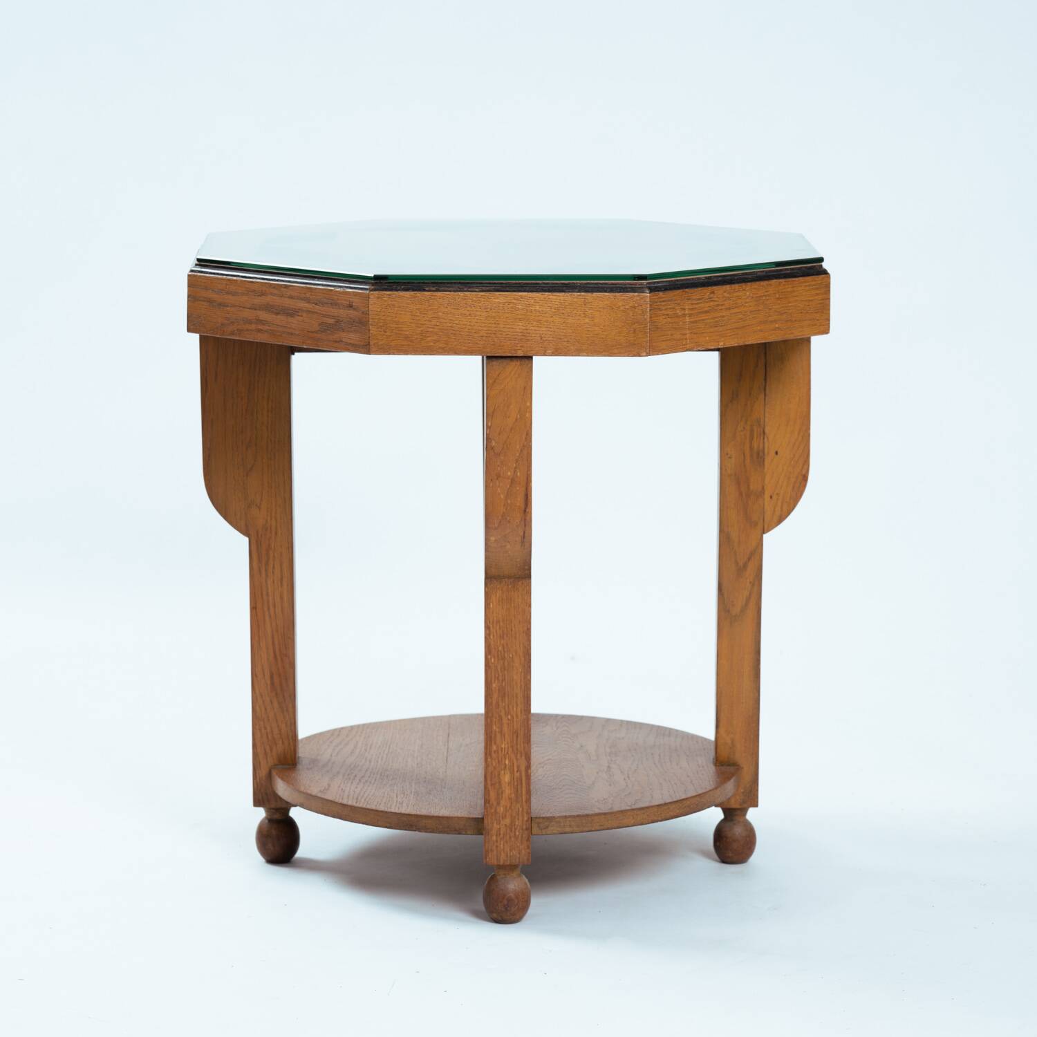 Dutch Art Deco octagonal sidetable in oak and ebony, 1920s