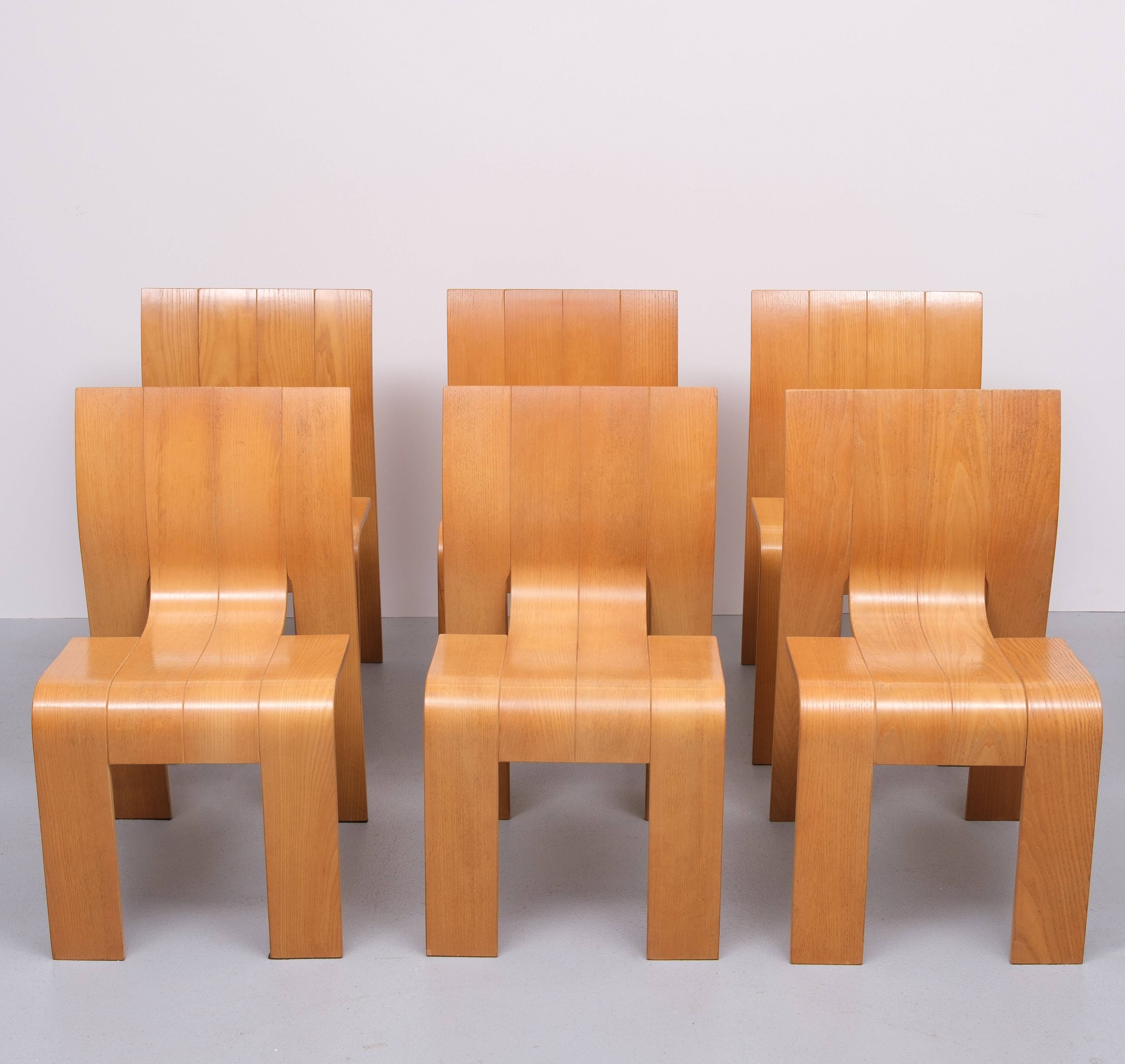 6 Gijs Bakker Strip Chairs for castelyn 1970s